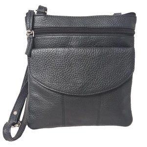 Genuine Cowhide Leather Women's shoulder bag Black #7686